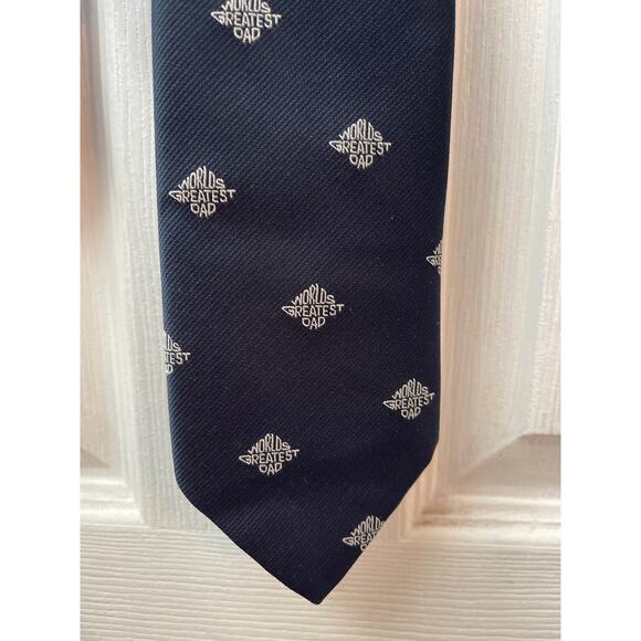 Ralph Marlin Worlds Greatest Dad Navy Blue‎ Neck Tie Father’s Day Gift - Picture 2 of 5
